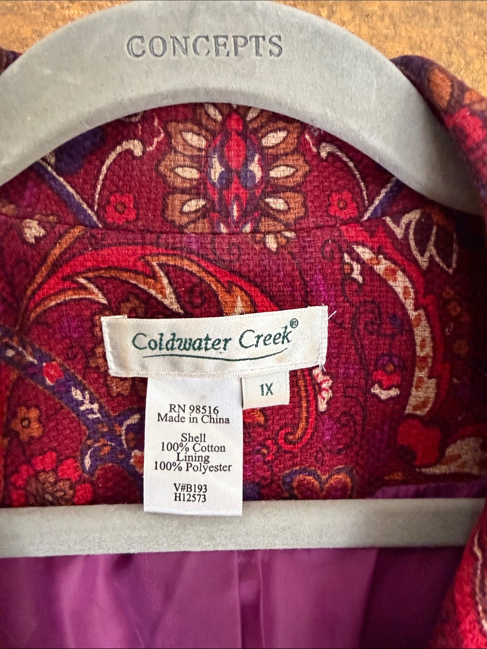 Coldwater creek lightweight cotton jacket, lined. Old money, jewel tones - Picture 5 of 11